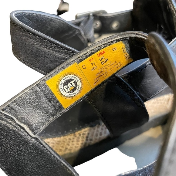 Caterpillar Tiki Gladiator Sandal Black Leather Womens 9.5 - Picture 3 of 10